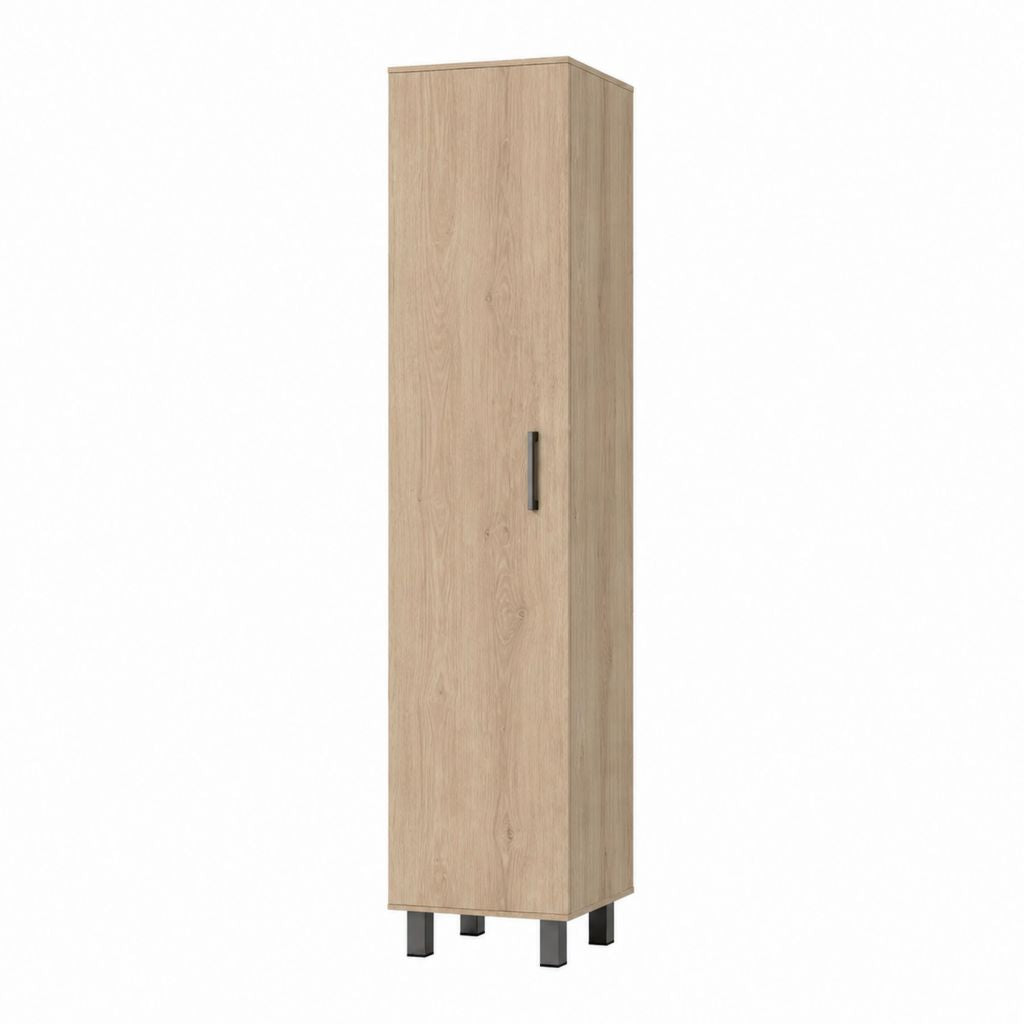 Colonne de salle de bain sur pieds chêne clair en panneaux de particules mélaminés 30 x 30 x 170 cm