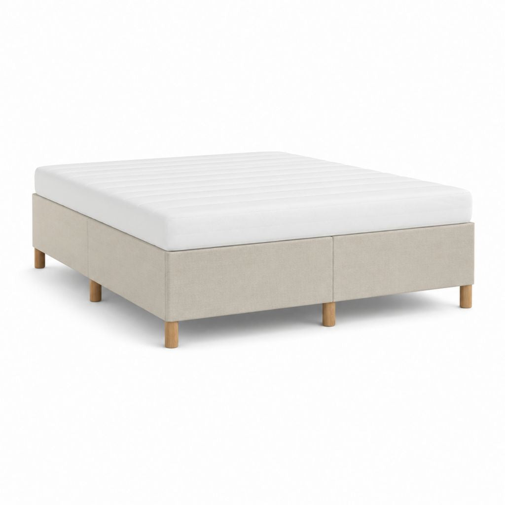 Cadre de lit tapissier beige en polyester rectangulaire 160 x 200 cm