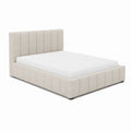 Lit double avec cadre beige en polyester rectangulaire 160 x 200 cm