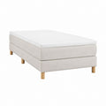 Lit continental 140 x 200 cm beige en polyester avec matelas et surmatelas blanc