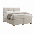 Lit double rembourré beige en polyester rectangulaire 160 x 200 cm