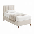 Lit simple cadre de lit rectangulaire beige en polyester 90 x 190 cm