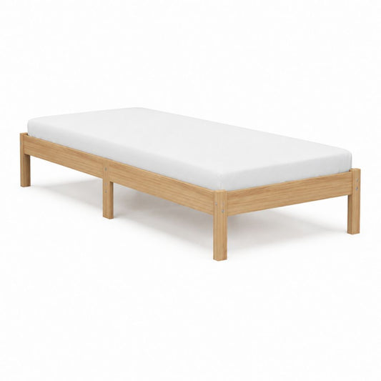 Cadre de lit simple en pin massif naturel rectangulaire 90 x 200 cm