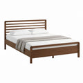 Cadre de lit double marron en panneaux MDF plaqués noyer 160 x 200 cm