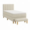 Lit 1 place avec matelas et banquette beige en polyester 90 x 200 cm