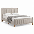 Lit double capitonné beige en polyester avec sommier 160 x 200 cm 170 x 212 x 120 cm