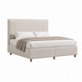 Lit double avec cadre capitonné beige en polyester rectangulaire 160 x 200 cm 170 x 215 x 112 cm