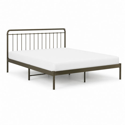 Lit double cadre de lit rectangulaire brun en acier 140 x 190 cm